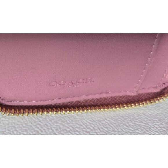 Coach Medium ID Zip Around Wallet Pink/Rose Pebble Leather - Picture 8 of 9